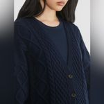 Aritzia  Sunday Best PEGGY oversize Merino WOOL Navy Cable Knit sweater Cardigan Photo 5
