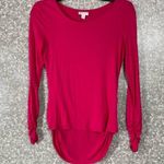 Bisou Bisou Pink Ruched Sides Long Sleeve T-Shirt - Size Medium - Gathered Back Photo 0
