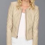BCBGMAXAZRIA Leo Leather Jacket in Light Khaki Size Medium Photo 1