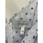 Derek Lam  10 CROSBY White Blue Striped Embroidered Pin Dots V-Neck Dress 6 Photo 3