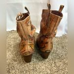 Schutz leather boots slouch ankle boots multi color doodle drawing floral Size 8 Photo 4