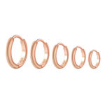 Boutique Unisex Hoop Earrings Rose Gold Plated‎ Silver Huggie Hoops, 9mm Photo 5