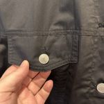 GOLD HAWK Ruffle Back‎ Button Down Shirt Jacket Black Cotton Poplin Size Large Photo 3