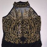 Venus  Halter Top Bodysuit Womens Large Black Sparkle Choker Neck NWT Photo 1