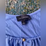 The Limited  blue satin knit button halter tank top, size large Photo 3