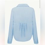 Boutique Linen Blend Button Down Shirt Blouse XXL 14 Sky Blue Lightweight Button Up Photo 2