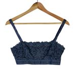 Victoria's Secret Bralette Womens M Navy Blue Lace Logo Band Wireless Unlined Photo 1