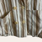 7 For All Mankind Women’s Shine Gold Cream Striped Double Breasted Blazer L Photo 10