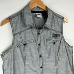 Harley Davidson  Y2K Button Down Shirt Vest Sz XL Grey Graphic Back Photo 4