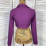 ZARA  Houndstooth Cropped Polo Top Purple Black Small Long Sleeve‎ Deep V-neck Photo 5