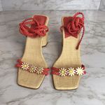 Anthropologie  SCHUTZ Mid Atanado Leather block heel daisy Sandals heels SZ 9.5 B Photo 2