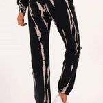 Pam & Gela  bleach tie dye gym sweatpants in black/cream joggers M Marble Photo 1