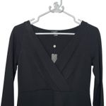 Talbots Dress Women Size 2 Black Ponte Long Sleeve V Cross Over Neck Shift New Photo 1