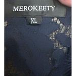 Merokeety  Navy Blue Lace Cap‎ Sleeve Sheath Dress Size XL Formal Evening Wedding Photo 4