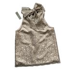 J.Crew NWT  Tie Neck Lace Blouse in Metallic Champagne Gold | XXS Photo 3