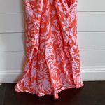 Rachel Zoe  Tie Neck Halter Maxi Dress Linen Orange Coral Hibiscus Resortwear - S Photo 10