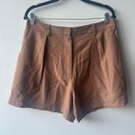 Commense High Waisted Trouser Pleated Shorts Sz XL NWT Brown Photo 0