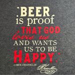Beer Is Proof God Loves Us Ben Franklin Graphic Short Sleeve Tee Shirt Med Blue Photo 5