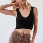 Urban Outfitters black sleeveless V neck crop top Photo 0
