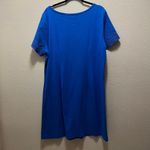 Talbots  Royal Blue Crochet Short Sleeve Shirt Dress Shift Cotton Plus Size XL Photo 4
