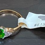 Vintage Emerald Green Birthstone Cubic Zirconia CZ Stone Gold Photo 6