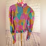 Farm Rio  Women's Rainbow Mix Printed Mock Neck Crop Top || small Photo 12