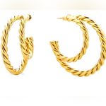 Revolve Rendor by - Victoria Double 1/2 Hoop Earrings | NWT & Pouch - 18K Plated Photo 3