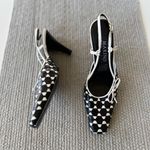 Vtg 90’s Marino Boutique Black White Geometric Square Toe Slingback Heels Sz 8 Photo 3