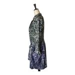 NYDJ Dress Womens 10 Black And Purple Leopard Print Crepe De Chine Shirtdress Photo 6