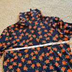 J.Crew NWT Mock Neck Floral Longsleeve Top, Orange, Navy, Size Small Photo 3
