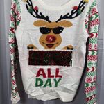 No Boundaries  Sweater Womens Large Reindeer Christmas Ugly Holiday Pullover Fun Photo 0