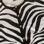 White House | Black Market  Zebra Print Cardigan Bejeweled Size Medium Stretch EUC Photo 3