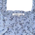 Celebrity Pink NWT  Ruched Blouson Sleeve Bodysuit Ice Blue Floral Square Neck XS Photo 4