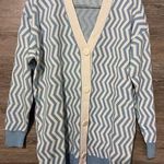 Qu Style Retro Funky Cardigan Sweater One Size Blue White Contemporary Modern Photo 0