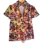 Amanda Uprichard  Vittoria Blouse Colorful Blouse Short Sleeve Size Large Photo 0