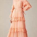 J.CREW Tiered Ruffle Dress in Chiffon Size 12 Coral Pastel Beach CI873 READ Pink Photo 0