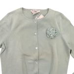 Vintage NEW Casual Corner Silk Stretch Cardigan XS Button Light Green Flower l Photo 2