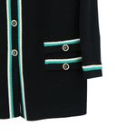 St. John  Collection Black Teal Off-White Santana Knit Longline Jacket 8 Photo 3
