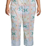 Lands' End Cotton Poplin Pajama Crop Pants ROSE CIRCLE OF FRIENDS QUILT Photo 0