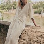 ZARA  zw collection Elegant Cream Maxi Dress kimono kaftan oversized bohemian  Photo 11