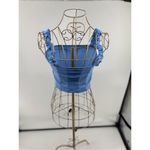 Aritzia Sunday Best Women's Blue Cropped Stretch Ruffle Strap Tank Size Medium Photo 4