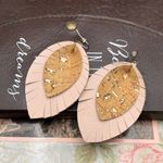 Handmade Oversized Pink Leather Feather Layered Bohemian Dangle Earrings Photo 0