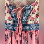 Old Navy  M Tall Cotton Tiered Puff Sleeve Mini Dress in Pink and Blue Photo 3
