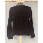 Y2K Vintage Top Black Casual Corner Velvet Draped Plunge Wrap Neck Long Sleeve Size L Photo 1