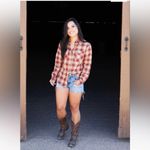 DIXXON Women’s Pueblo Flannel Shirt Plaid Burgundy Tan Large NWOT Red Photo 6