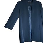 DKNY  Navy Open Front Jacket Long Line Blazer 3/4 Sleeve Women Sz M Career Preppy Photo 2