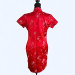 Red floral silk vintage traditional Chinese Qipao dress Size Large Photo 4