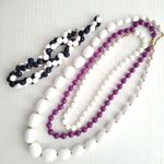 Vintage Lot Beaded Blue Purple White Necklaces Retro Photo 1
