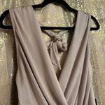 EXPRESS Tan Shiny Stretchy Wrap Front Halter Tie Neck Bodysuit Medium NWT Photo 3
