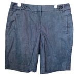 Ann Taylor  LOFT Chambray Bermuda Shorts High Waist Dress Casual Dark Wash Size 8 Photo 3